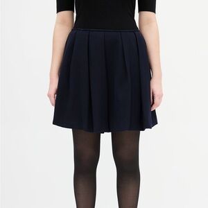 Miu Miu Navy Wool Pleated Circle Skirt